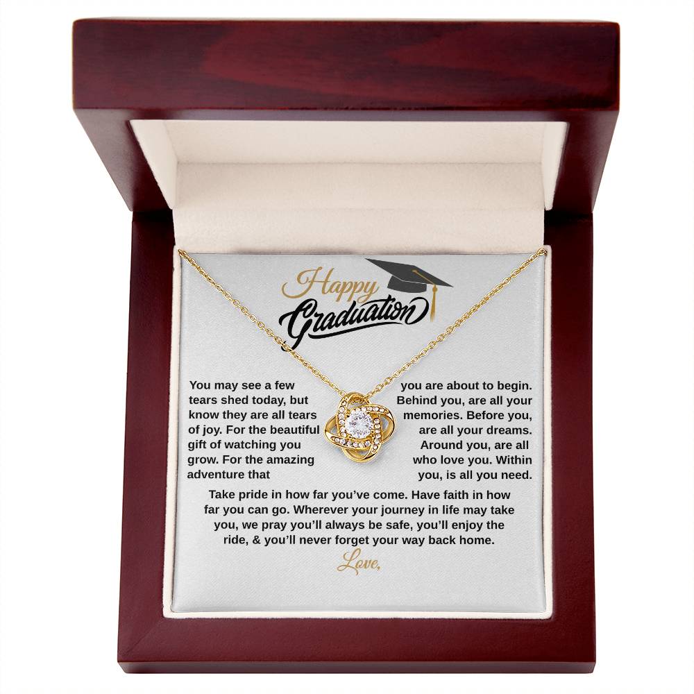 gifts for mom, gifts for dad, gifts for wife, gifts for husband, gifts for daughter, gifts for son, Custom Graduation Gift, Love Knot Necklace, Graduation Gift