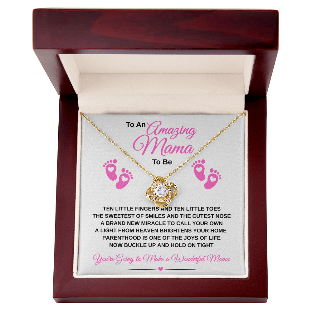 gifts for mom, gifts for dad, gifts for wife, gifts for husband, gifts for daughter, gifts for son, Amazing Mama To Be Love Knot Necklace Ten Little Fingers