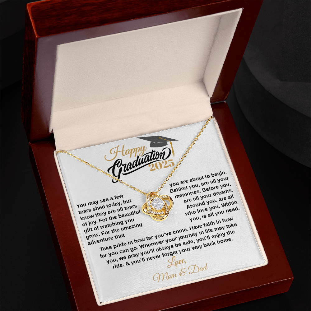 gifts for mom, gifts for dad, gifts for wife, gifts for husband, gifts for daughter, gifts for son, Custom Graduation Gift, Love Knot Necklace, Graduation Gift