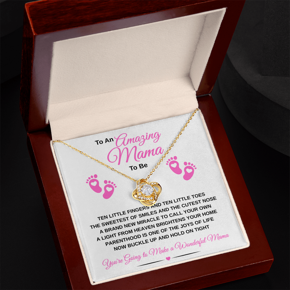gifts for mom, gifts for dad, gifts for wife, gifts for husband, gifts for daughter, gifts for son, Amazing Mama To Be Love Knot Necklace Ten Little Fingers