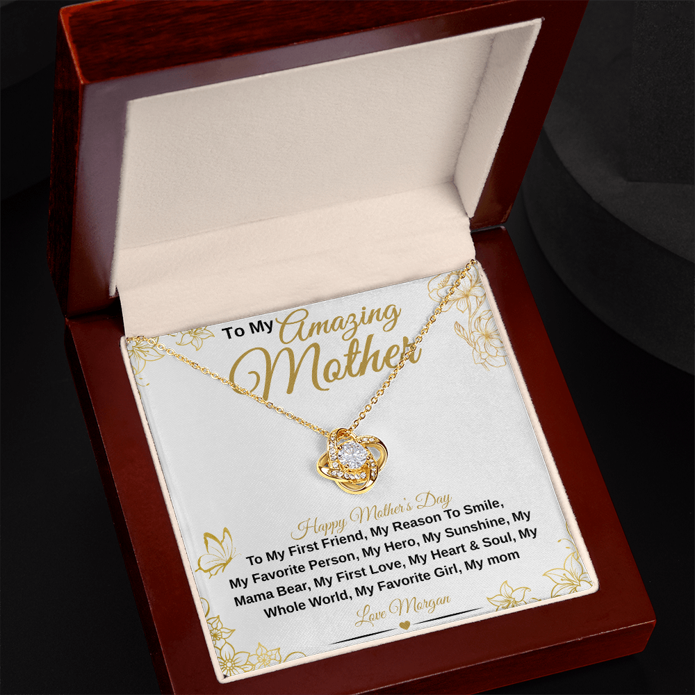 gifts for mom, gifts for dad, gifts for wife, gifts for husband, gifts for daughter, gifts for son, Personalized Amazing Mother Love Knot Necklace First Friend