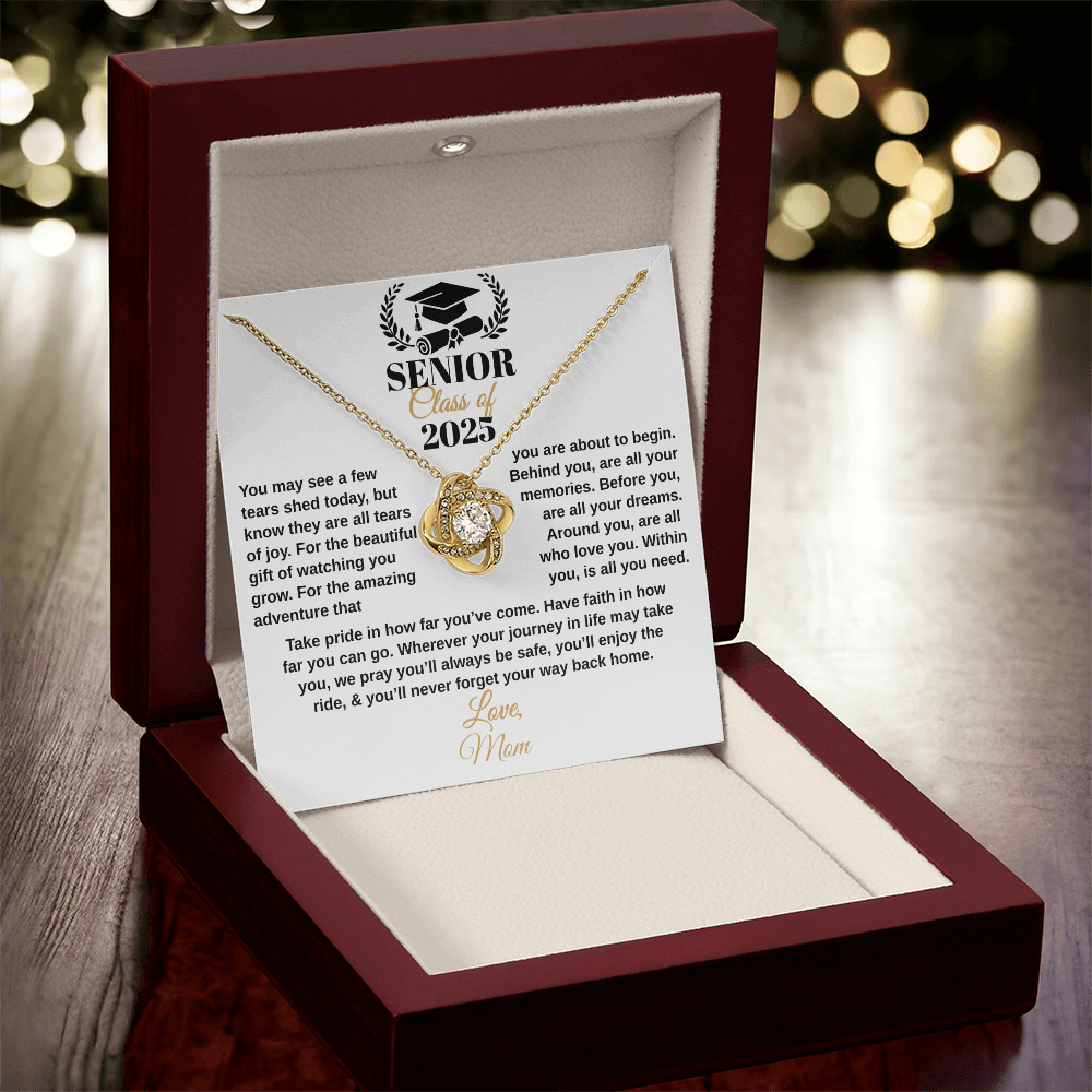 gifts for mom, gifts for dad, gifts for wife, gifts for husband, gifts for daughter, gifts for son, Custom Graduation Gift, Love Knot Necklace, Graduation Gift