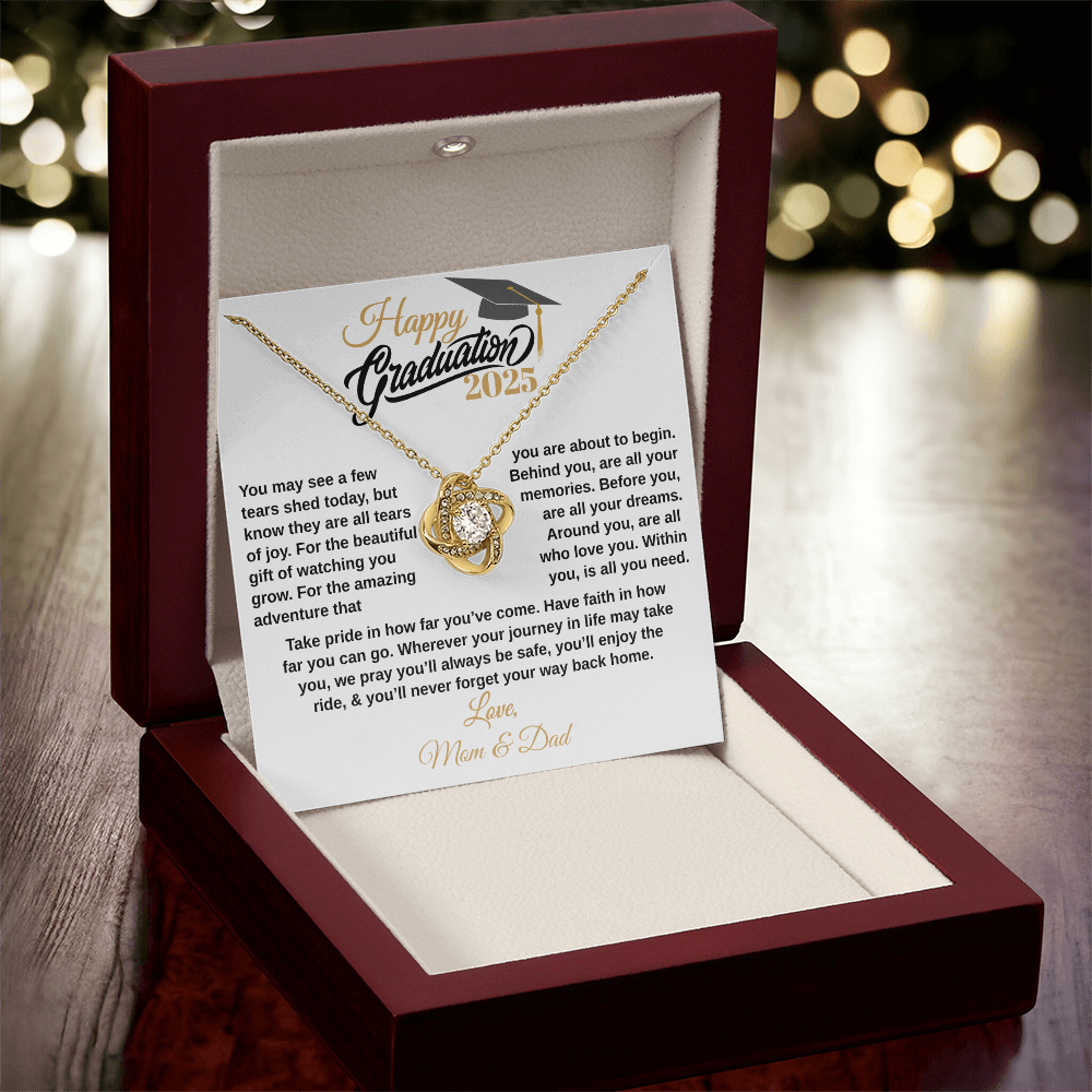 gifts for mom, gifts for dad, gifts for wife, gifts for husband, gifts for daughter, gifts for son, Custom Graduation Gift, Love Knot Necklace, Graduation Gift