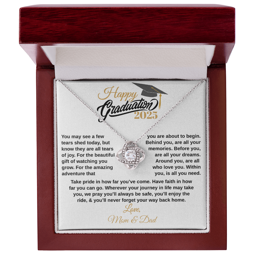 gifts for mom, gifts for dad, gifts for wife, gifts for husband, gifts for daughter, gifts for son, Custom Graduation Gift, Love Knot Necklace, Graduation Gift