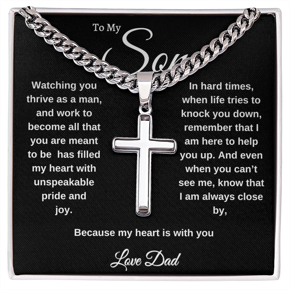 Stainless Steel Cross on Cuban Links, Unique Gift for Son, Great Congratulations Gifts, Great Gift Jewelry and Watches, Great Faith Gifts, Great, Gifts For Son, Great Jewelry Box, Mahogany Jewelry Box, Great Graduation Gifts For Son, Great Sweet 16 Gifts For Son, Great Birthday Gifts For Sons, Military Graduation Gift