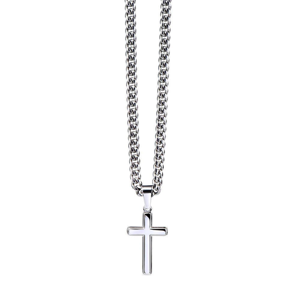 Stainless Steel Cross on Cuban Links, Unique Gift for Son, Great Congratulations Gifts, Great Gift Jewelry and Watches, Great Faith Gifts, Great, Gifts For Son, Great Jewelry Box, Mahogany Jewelry Box, Great Graduation Gifts For Son, Great Sweet 16 Gifts For Son, Great Birthday Gifts For Sons, Military Graduation Gift