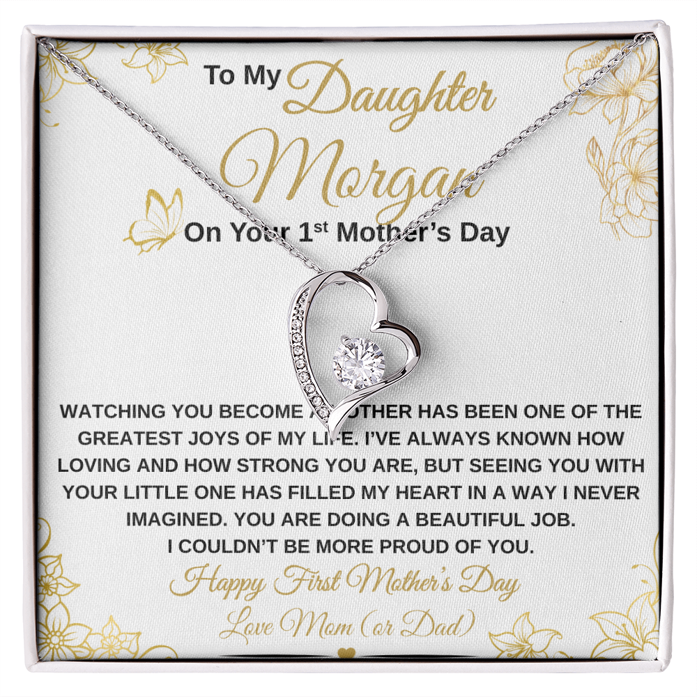 gifts for mom, gifts for dad, gifts for wife, gifts for husband, gifts for daughter, gifts for son, Personalized First Mother's Day Forever Love Necklace