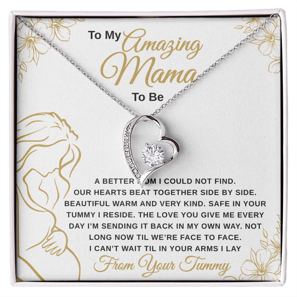 gifts for mom, gifts for dad, gifts for wife, gifts for husband, gifts for daughter, gifts for son, Mama To Be Forever Love Necklace A Better Mom Gold
