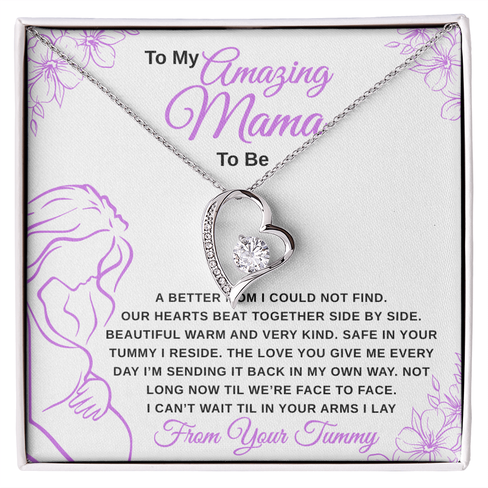 gifts for mom, gifts for dad, gifts for wife, gifts for husband, gifts for daughter, gifts for son, Mama To Be Forever Love Necklace From Tummy Lavender