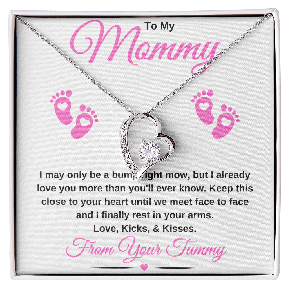 gifts for mom, gifts for dad, gifts for wife, gifts for husband, gifts for daughter, gifts for son, To My Mommy Forever Love Necklace Baby Bump Pink