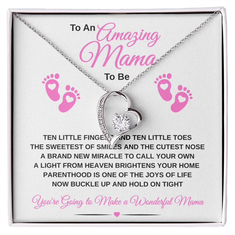 gifts for mom, gifts for dad, gifts for wife, gifts for husband, gifts for daughter, gifts for son, Amazing Mama To Be Forever Love Necklace Ten Little Fingers