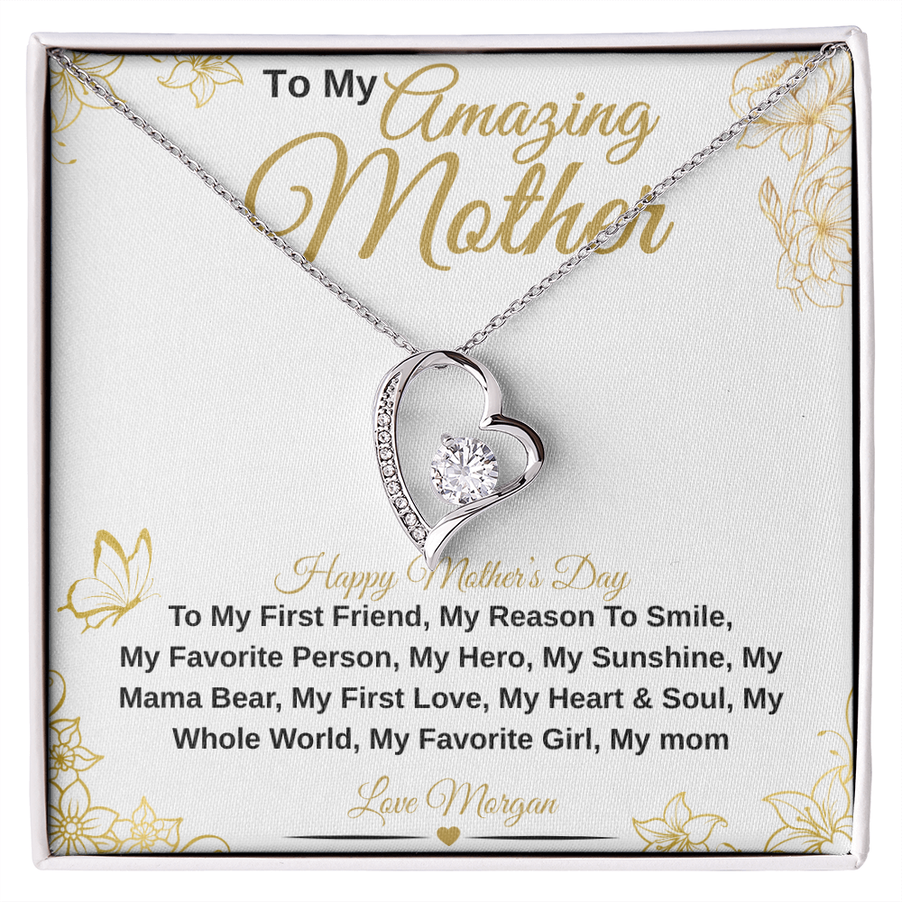 gifts for mom, gifts for dad, gifts for wife, gifts for husband, gifts for daughter, gifts for son, Personalized Amazing Mother Forever Love Necklace