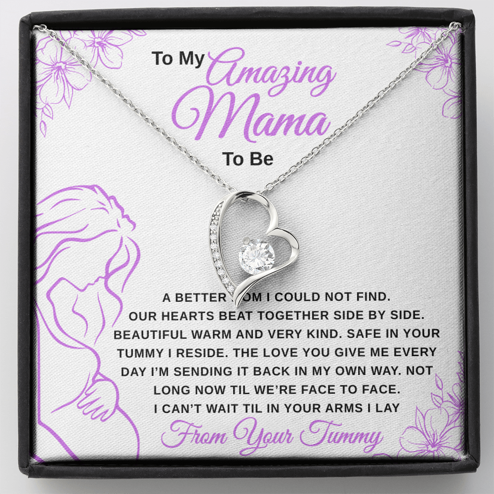 gifts for mom, gifts for dad, gifts for wife, gifts for husband, gifts for daughter, gifts for son, Mama To Be Forever Love Necklace From Tummy Lavender