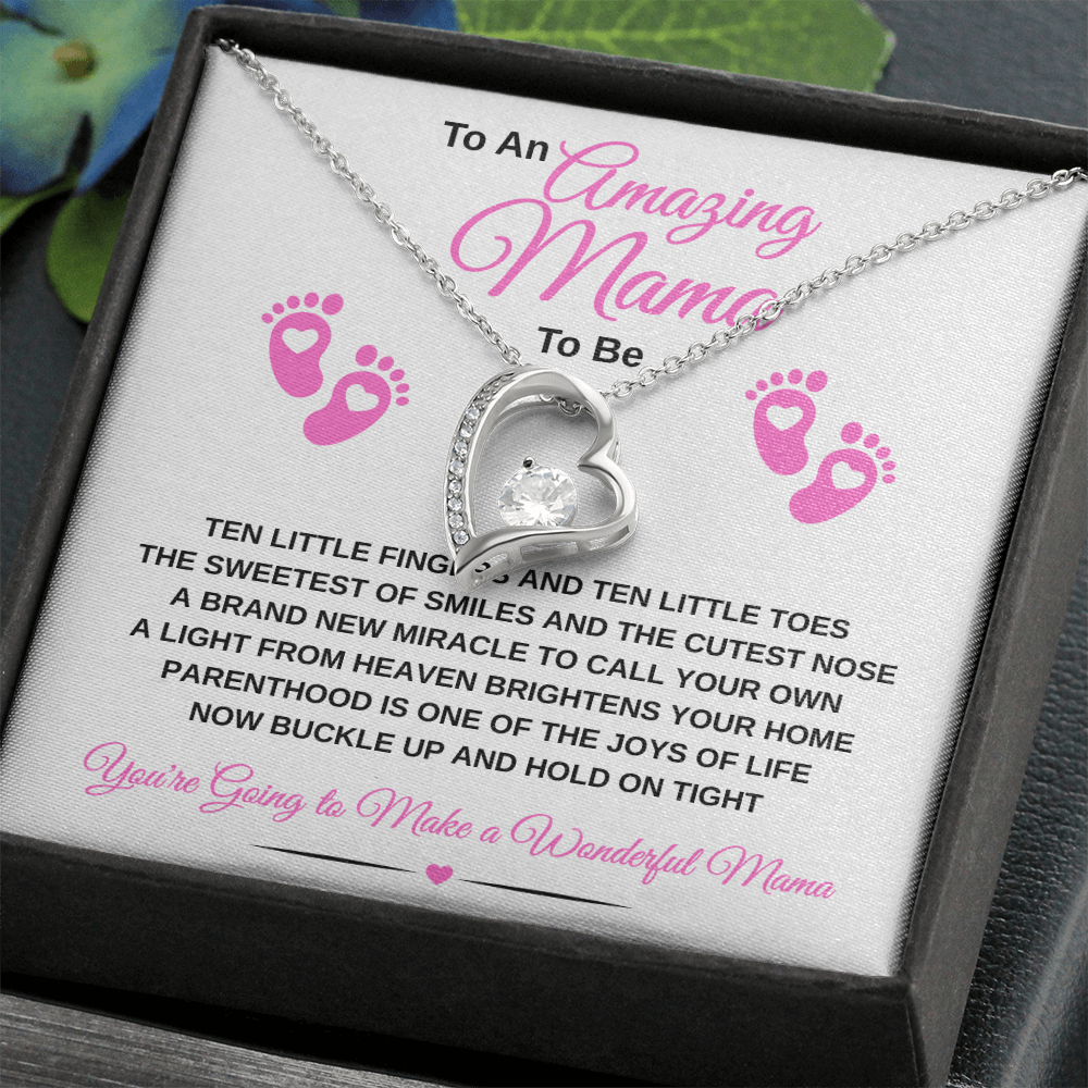 gifts for mom, gifts for dad, gifts for wife, gifts for husband, gifts for daughter, gifts for son, Amazing Mama To Be Forever Love Necklace Ten Little Fingers
