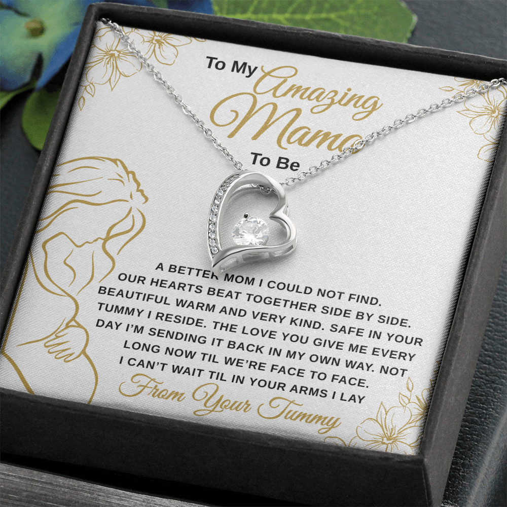 gifts for mom, gifts for dad, gifts for wife, gifts for husband, gifts for daughter, gifts for son, Mama To Be Forever Love Necklace A Better Mom Gold