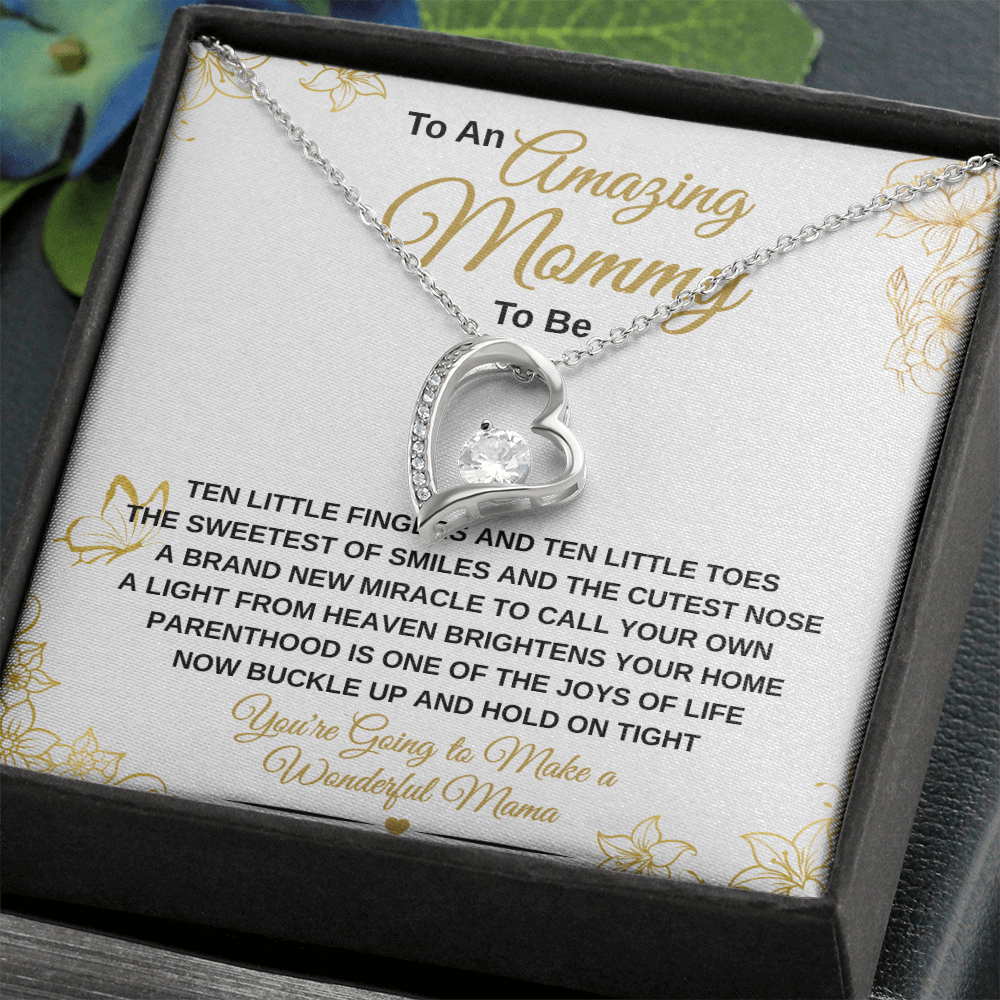 gifts for mom, gifts for dad, gifts for wife, gifts for husband, gifts for daughter, gifts for son, Amazing Mommy Forever Love Necklace Ten Little Fingers