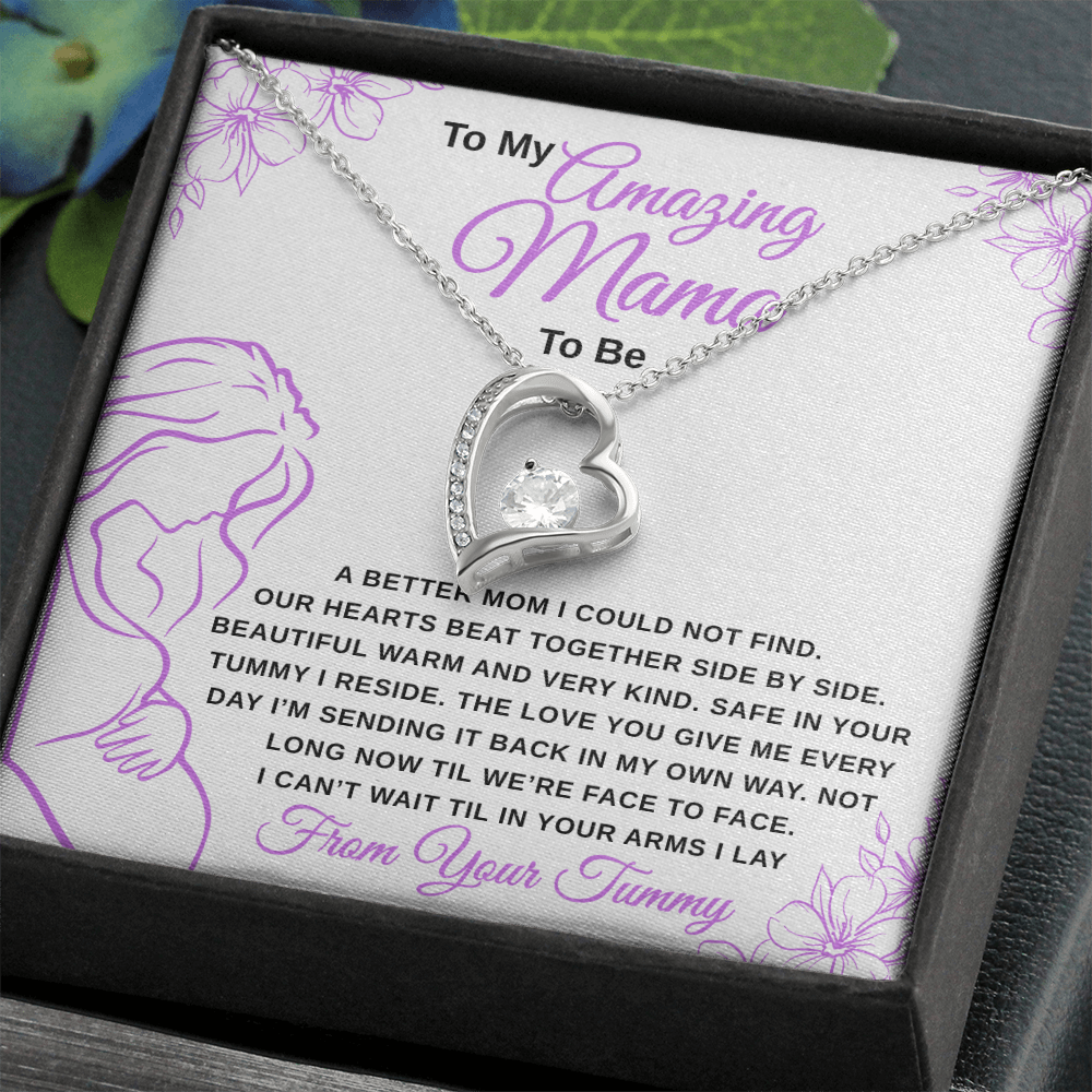 gifts for mom, gifts for dad, gifts for wife, gifts for husband, gifts for daughter, gifts for son, Mama To Be Forever Love Necklace From Tummy Lavender
