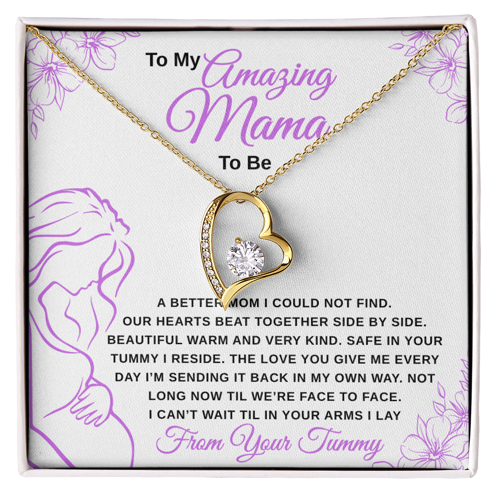 gifts for mom, gifts for dad, gifts for wife, gifts for husband, gifts for daughter, gifts for son, Mama To Be Forever Love Necklace From Tummy Lavender