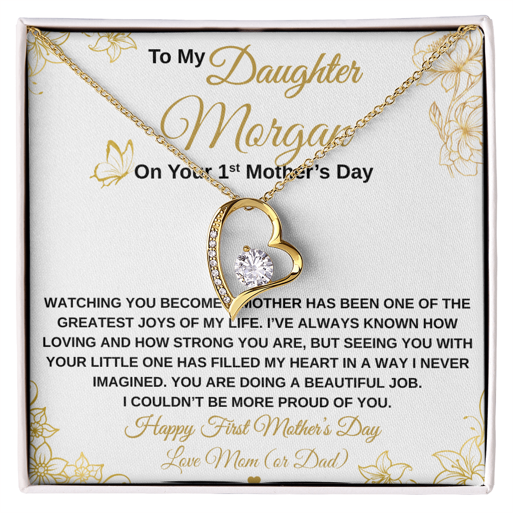 gifts for mom, gifts for dad, gifts for wife, gifts for husband, gifts for daughter, gifts for son, Personalized First Mother's Day Forever Love Necklace