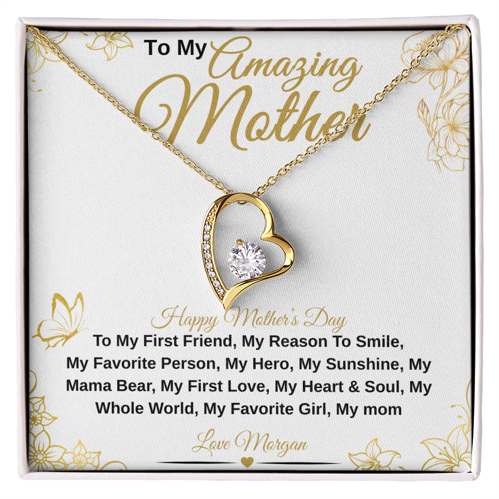gifts for mom, gifts for dad, gifts for wife, gifts for husband, gifts for daughter, gifts for son, Personalized Amazing Mother Forever Love Necklace