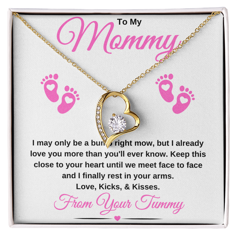 gifts for mom, gifts for dad, gifts for wife, gifts for husband, gifts for daughter, gifts for son, To My Mommy Forever Love Necklace Baby Bump Pink