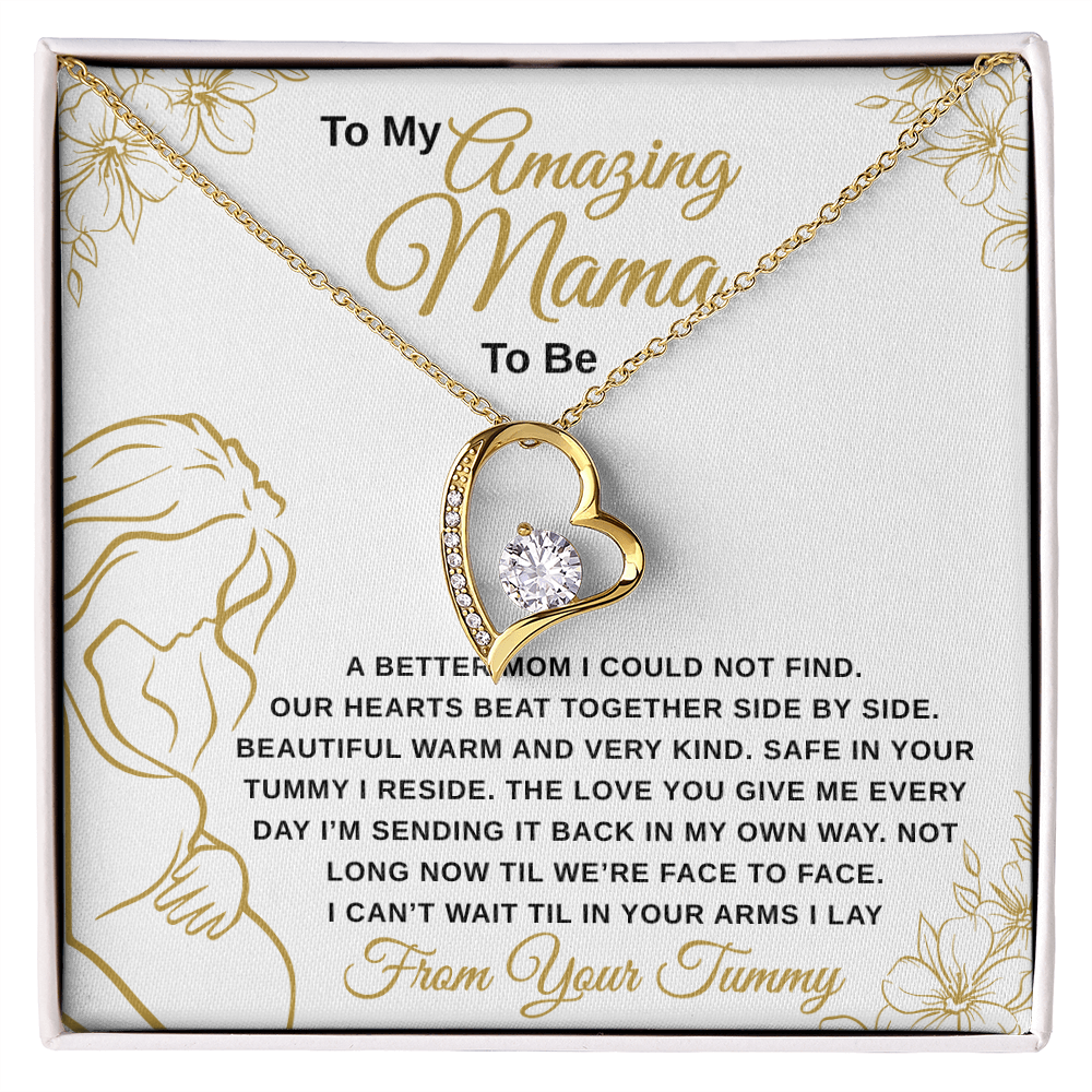 gifts for mom, gifts for dad, gifts for wife, gifts for husband, gifts for daughter, gifts for son, Mama To Be Forever Love Necklace A Better Mom Gold