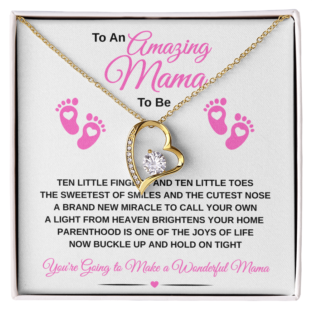 gifts for mom, gifts for dad, gifts for wife, gifts for husband, gifts for daughter, gifts for son, Amazing Mama To Be Forever Love Necklace Ten Little Fingers