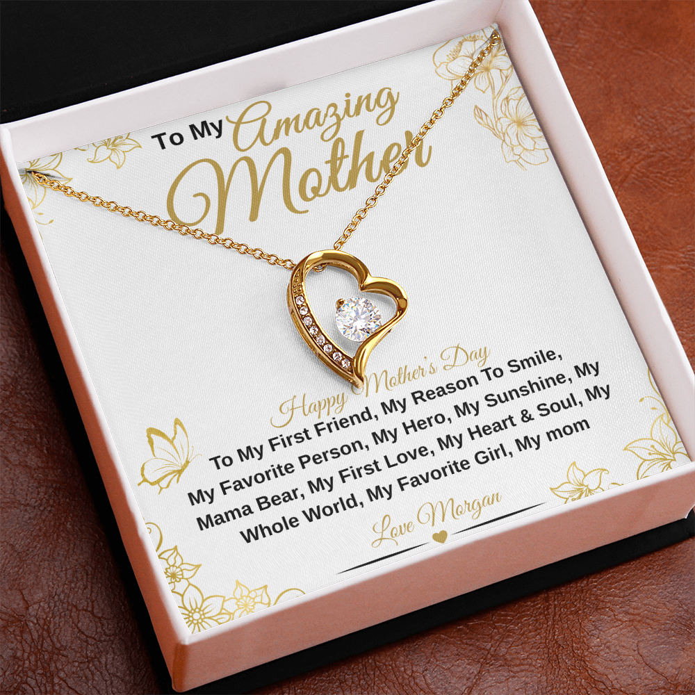 gifts for mom, gifts for dad, gifts for wife, gifts for husband, gifts for daughter, gifts for son, Personalized Amazing Mother Forever Love Necklace
