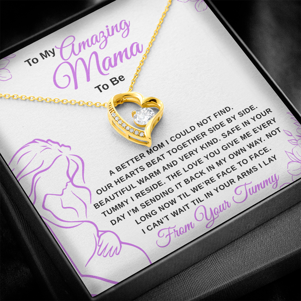 gifts for mom, gifts for dad, gifts for wife, gifts for husband, gifts for daughter, gifts for son, Mama To Be Forever Love Necklace From Tummy Lavender