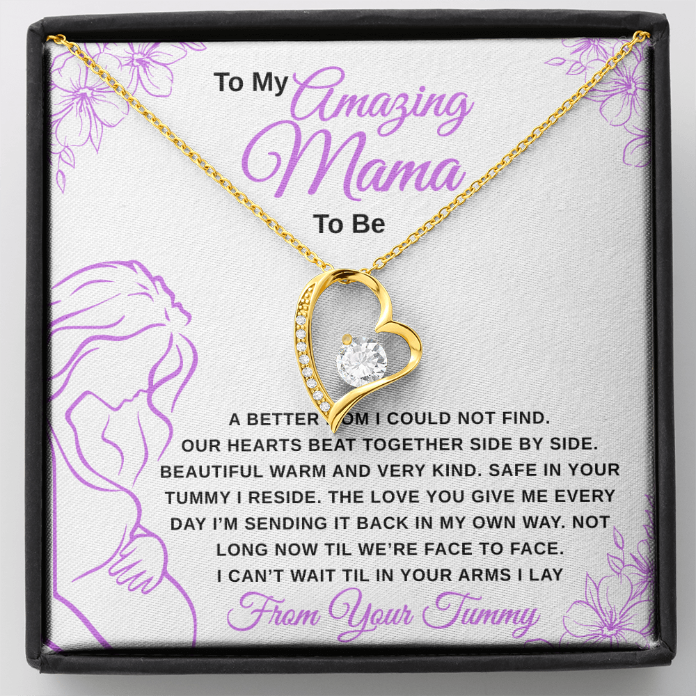 gifts for mom, gifts for dad, gifts for wife, gifts for husband, gifts for daughter, gifts for son, Mama To Be Forever Love Necklace From Tummy Lavender