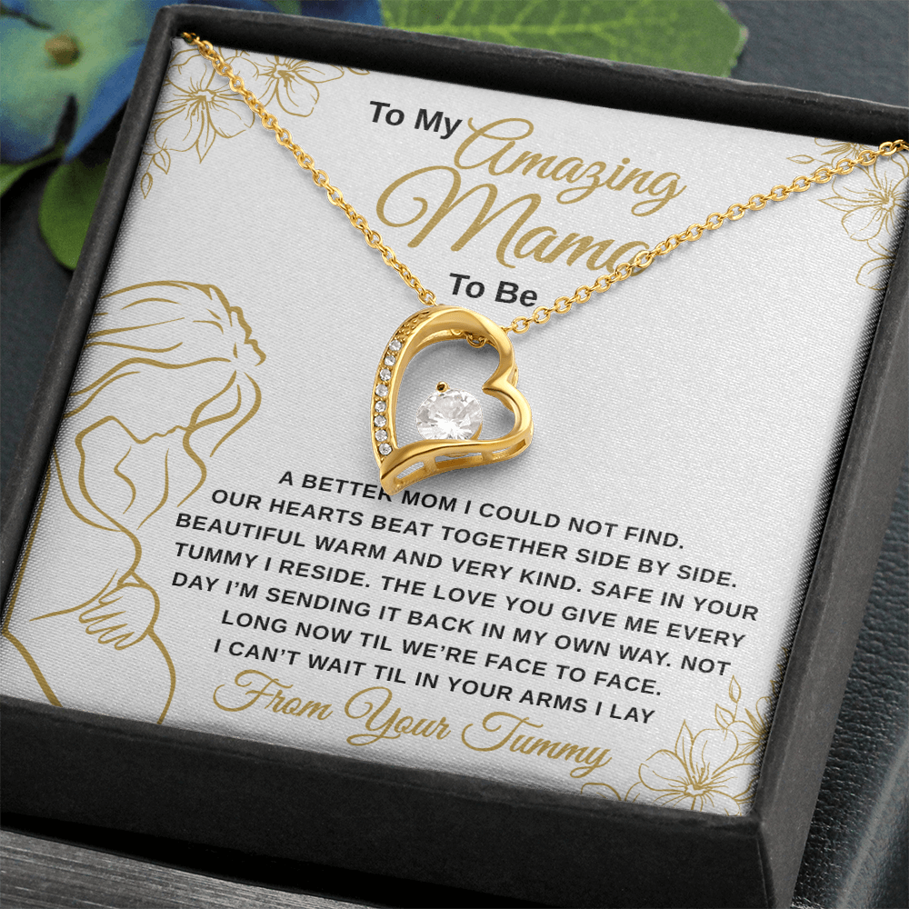 gifts for mom, gifts for dad, gifts for wife, gifts for husband, gifts for daughter, gifts for son, Mama To Be Forever Love Necklace A Better Mom Gold