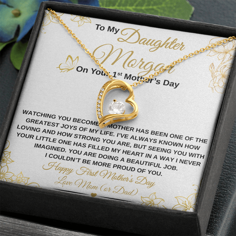 gifts for mom, gifts for dad, gifts for wife, gifts for husband, gifts for daughter, gifts for son, Personalized First Mother's Day Forever Love Necklace