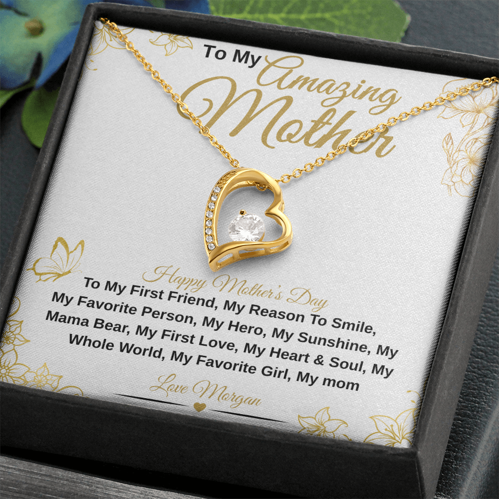 gifts for mom, gifts for dad, gifts for wife, gifts for husband, gifts for daughter, gifts for son, Personalized Amazing Mother Forever Love Necklace