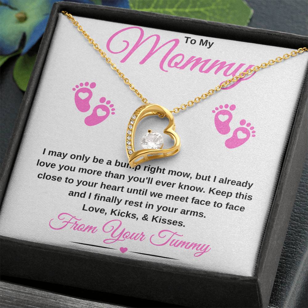 gifts for mom, gifts for dad, gifts for wife, gifts for husband, gifts for daughter, gifts for son, To My Mommy Forever Love Necklace Baby Bump Pink