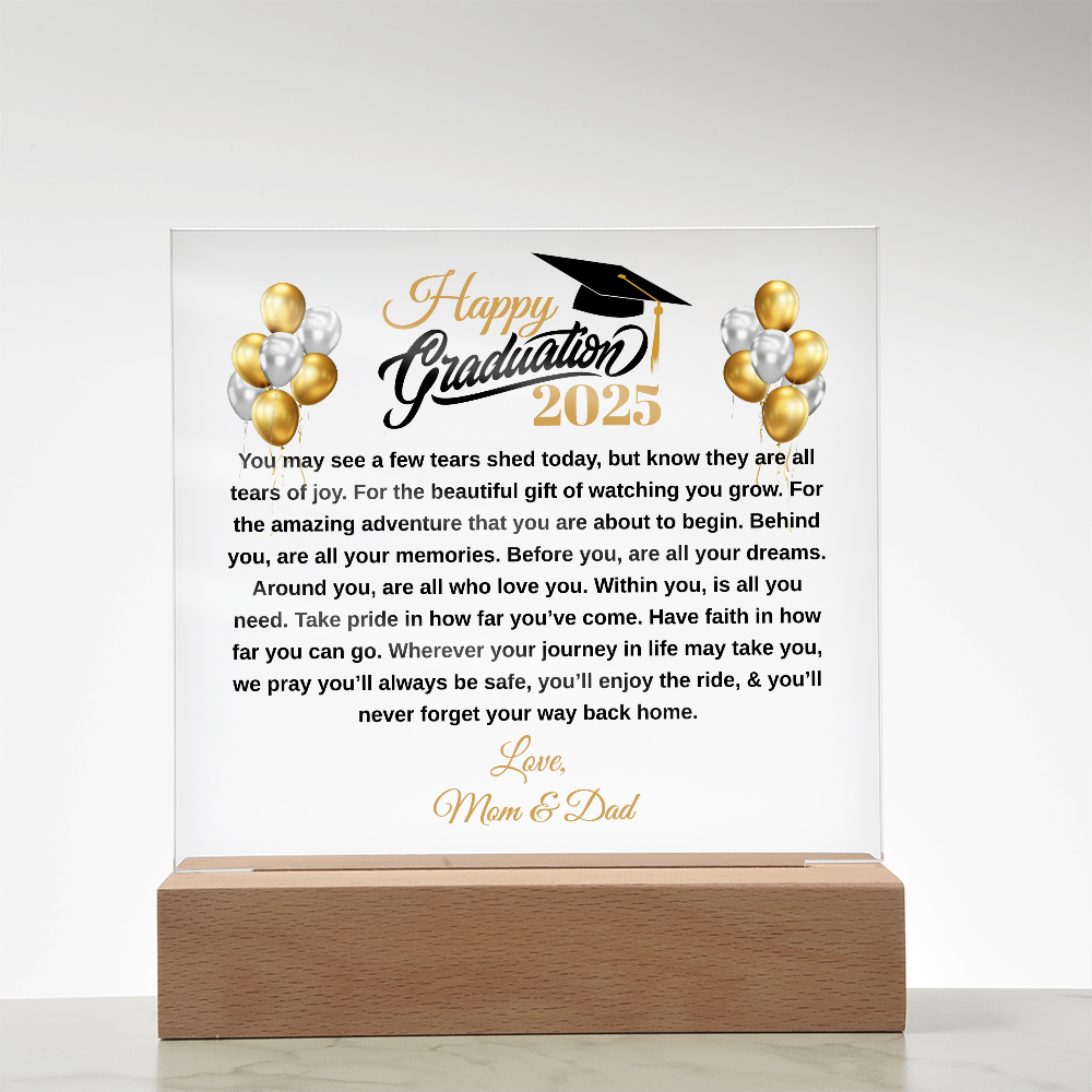gifts for mom, gifts for dad, gifts for wife, gifts for husband, gifts for daughter, gifts for son, Happy Graduation Acrylic Plaque For Daughter From Mom & Dad