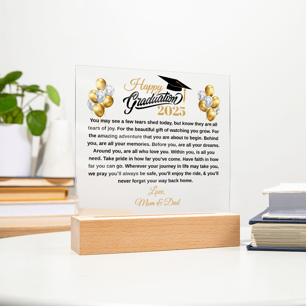 gifts for mom, gifts for dad, gifts for wife, gifts for husband, gifts for daughter, gifts for son, Happy Graduation Acrylic Plaque For Daughter From Mom & Dad