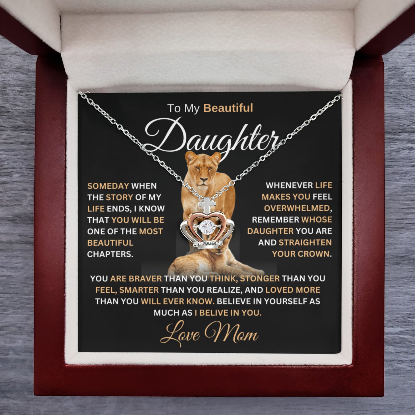 gifts for mom, gifts for dad, gifts for wife, gifts for husband, gifts for daughter, gifts for son, Crown Pendant Necklace For Daughter Straighten Your Crown