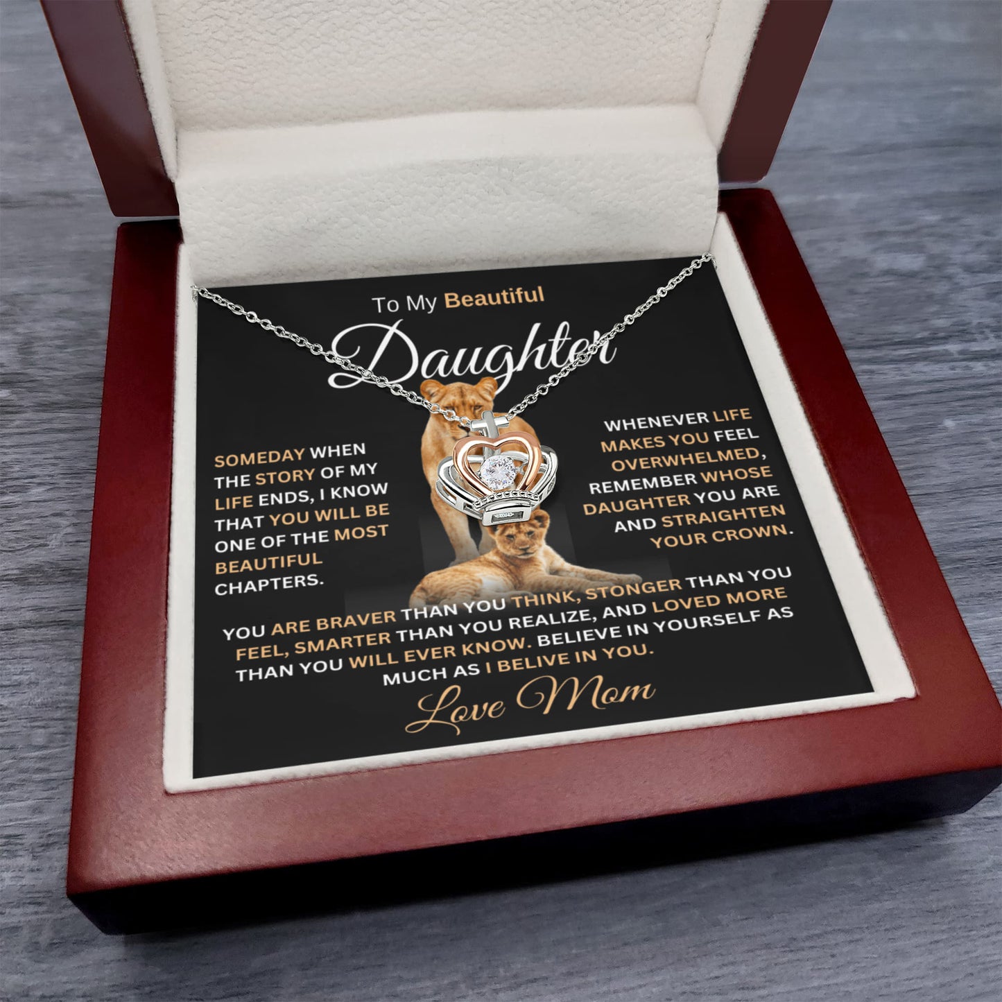 gifts for mom, gifts for dad, gifts for wife, gifts for husband, gifts for daughter, gifts for son, Crown Pendant Necklace For Daughter Straighten Your Crown