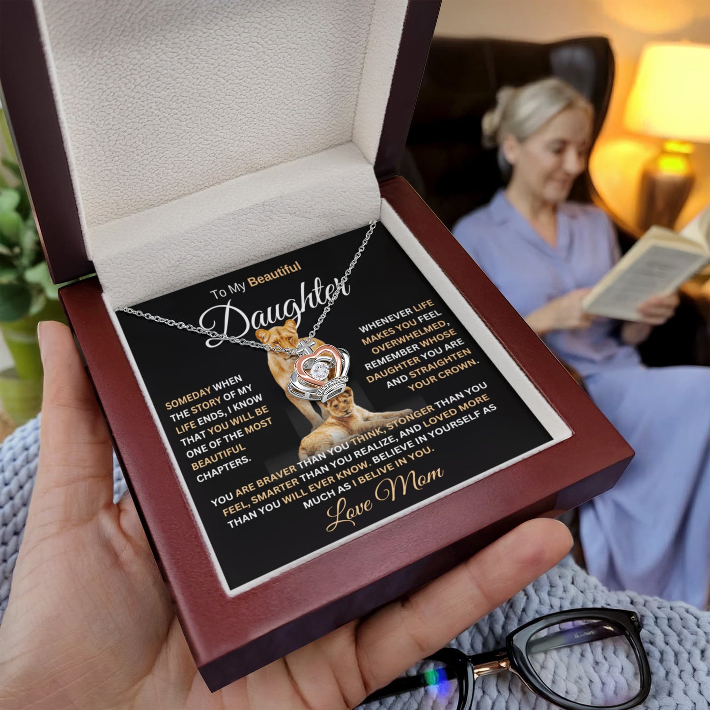 gifts for mom, gifts for dad, gifts for wife, gifts for husband, gifts for daughter, gifts for son, Crown Pendant Necklace For Daughter Straighten Your Crown