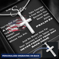 gifts for mom, gifts for dad, gifts for wife, gifts for husband, gifts for daughter, gifts for son, Not Just A Hero Personalized Cross Necklace W/Snake Chain