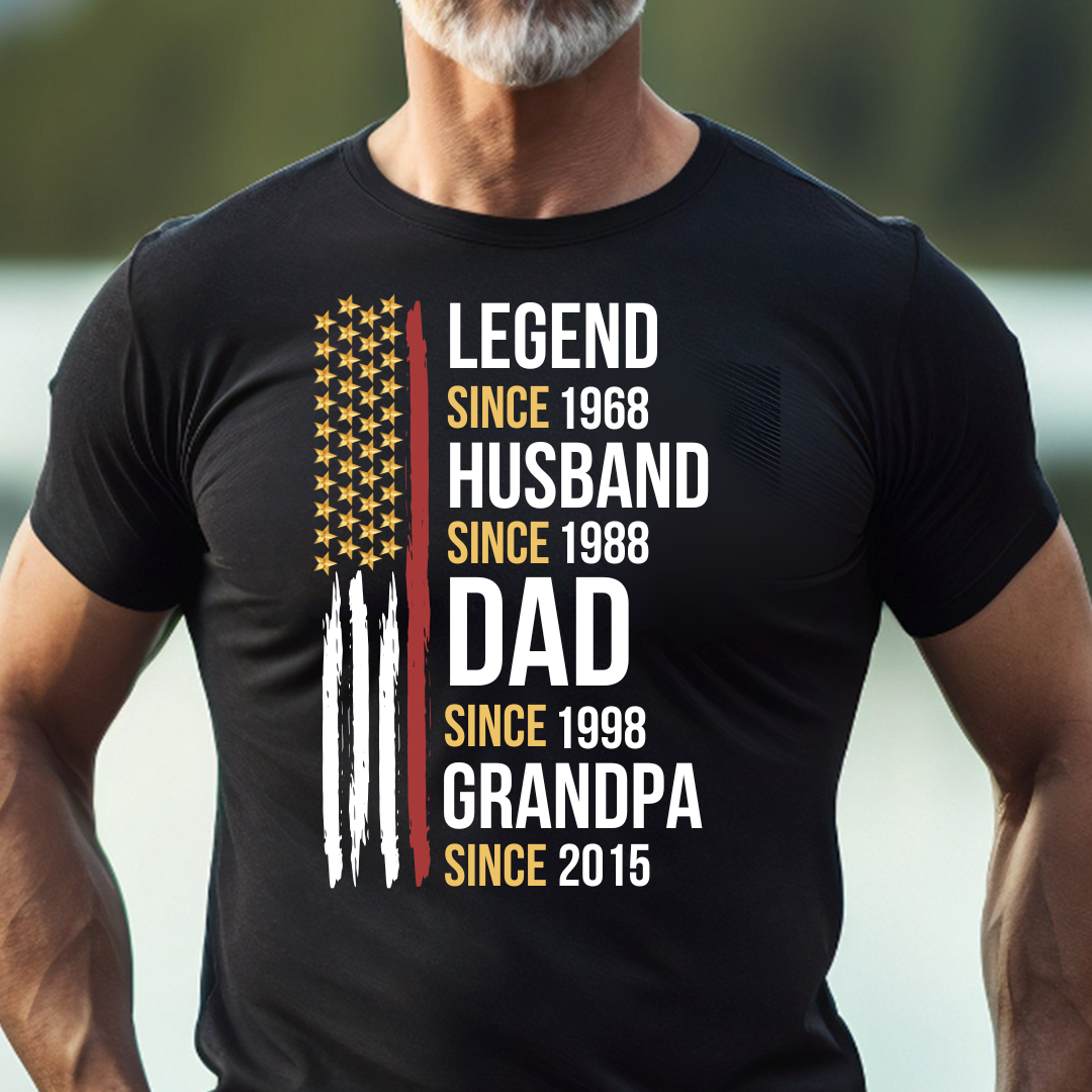 gifts for mom, gifts for dad, gifts for wife, gifts for husband, gifts for daughter, gifts for son, Legend Husband Dad Grandpa Thin Red Line T-Shirt
