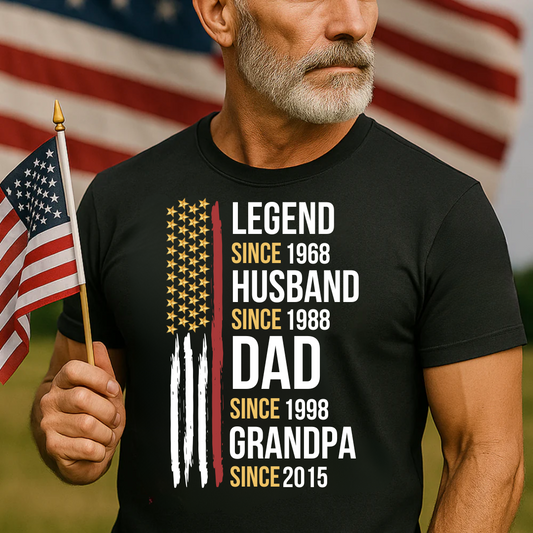 gifts for mom, gifts for dad, gifts for wife, gifts for husband, gifts for daughter, gifts for son, Legend Husband Dad Grandpa Thin Red Line T-Shirt
