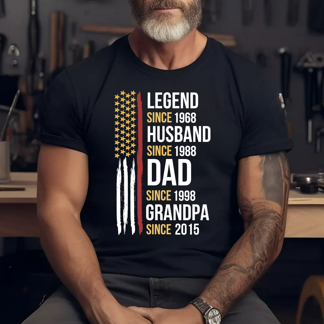 gifts for mom, gifts for dad, gifts for wife, gifts for husband, gifts for daughter, gifts for son, Legend Husband Dad Grandpa Thin Red Line T-Shirt
