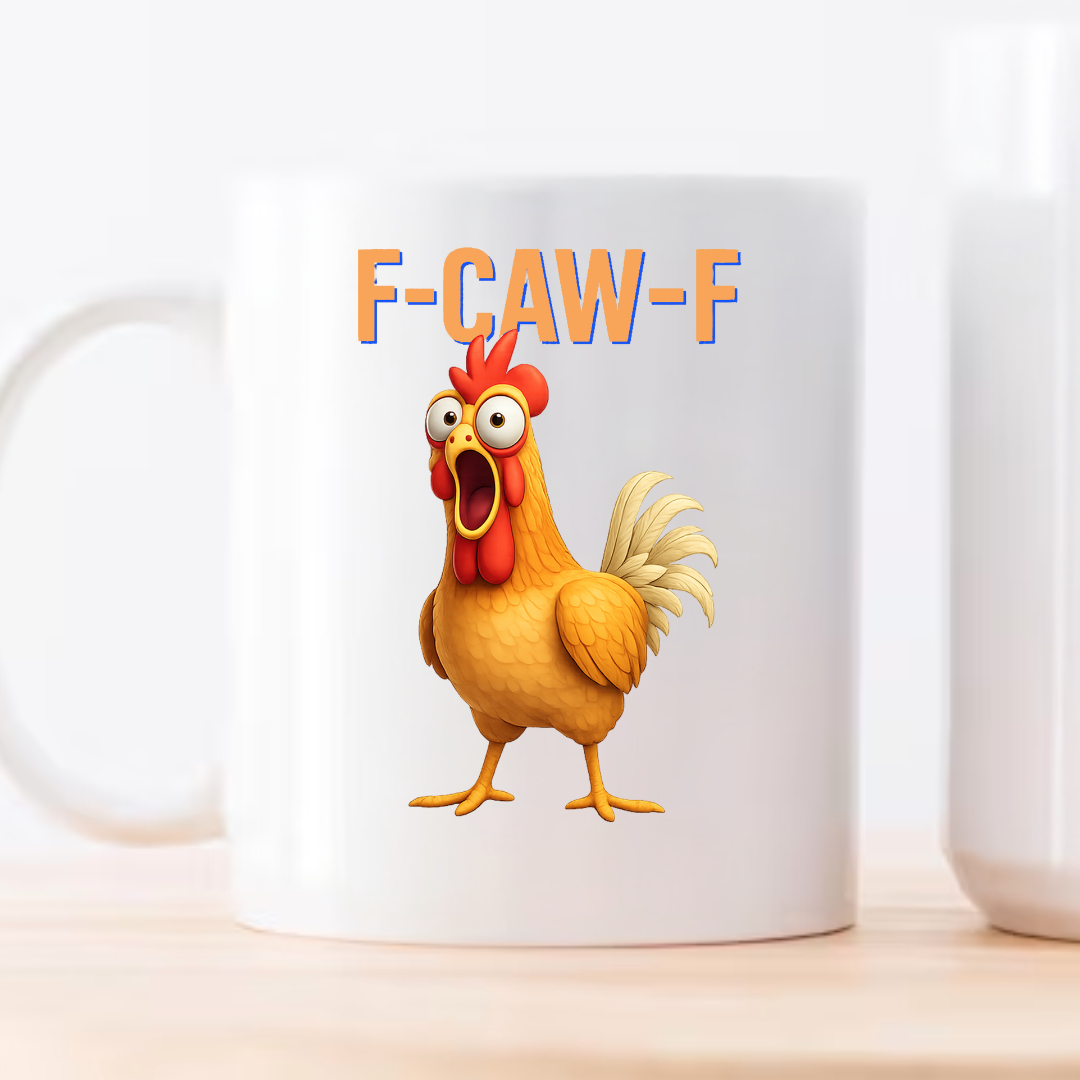 gifts for mom, gifts for dad, gifts for wife, gifts for husband, gifts for daughter, gifts for son, Funny F-Caw-F Chicken Coffee Accent 15oz Mug, Adult Humor