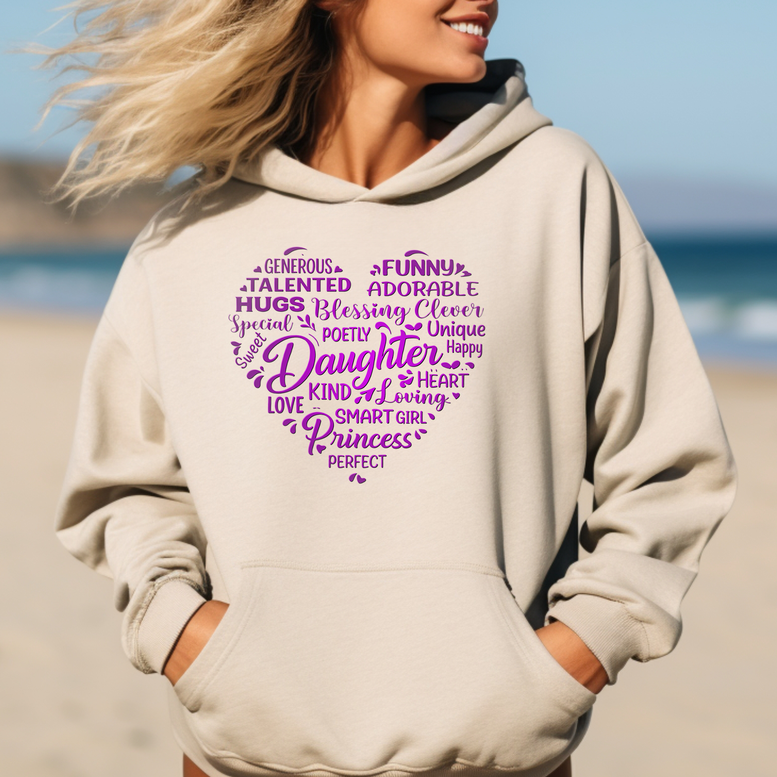 gifts for mom, gifts for dad, gifts for wife, gifts for husband, gifts for daughter, gifts for son, Word Cloud Pullover Hoodie Gift For Daughter