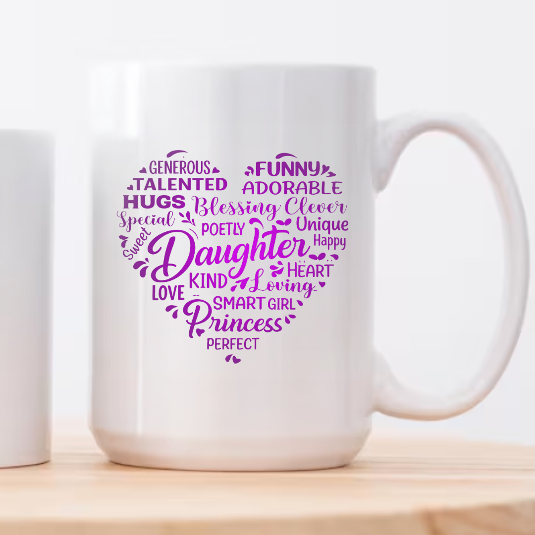 gifts for mom, gifts for dad, gifts for wife, gifts for husband, gifts for daughter, gifts for son, Word Cloud 15oz White Mug Gift For Daughter