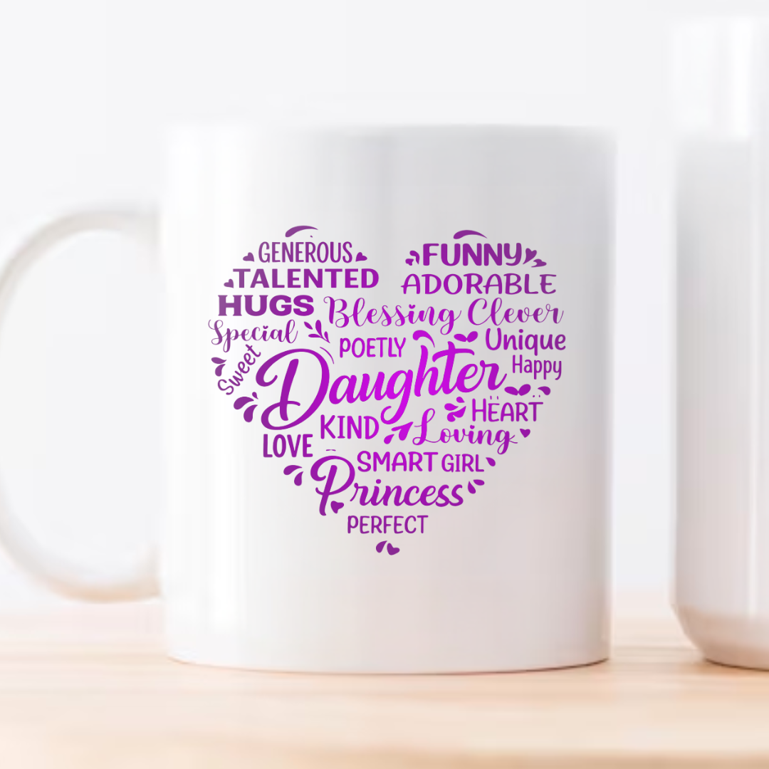gifts for mom, gifts for dad, gifts for wife, gifts for husband, gifts for daughter, gifts for son, Word Cloud 11oz White Mug Gift For Daughter