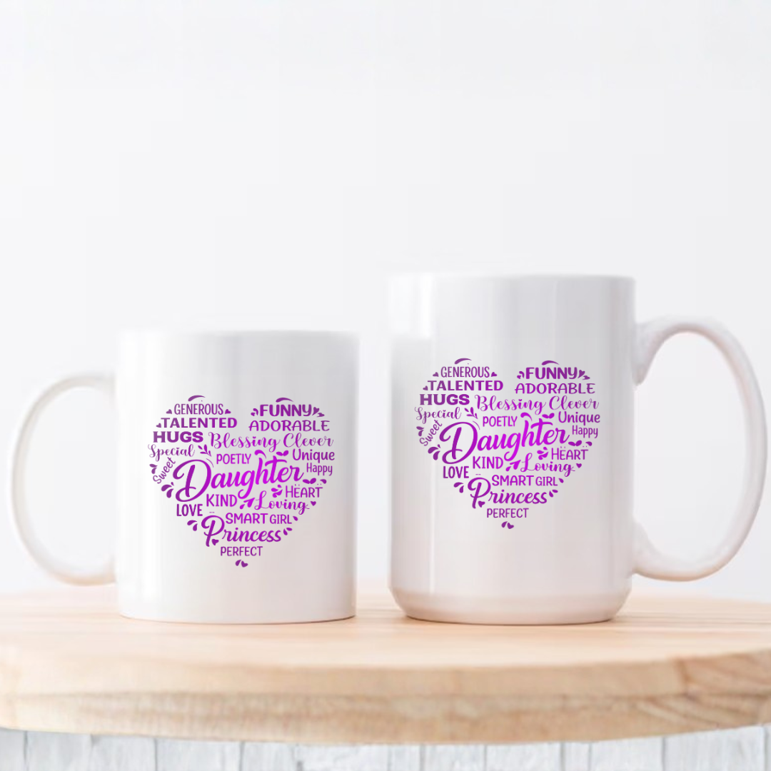 gifts for mom, gifts for dad, gifts for wife, gifts for husband, gifts for daughter, gifts for son, Word Cloud 15oz White Mug Gift For Daughter
