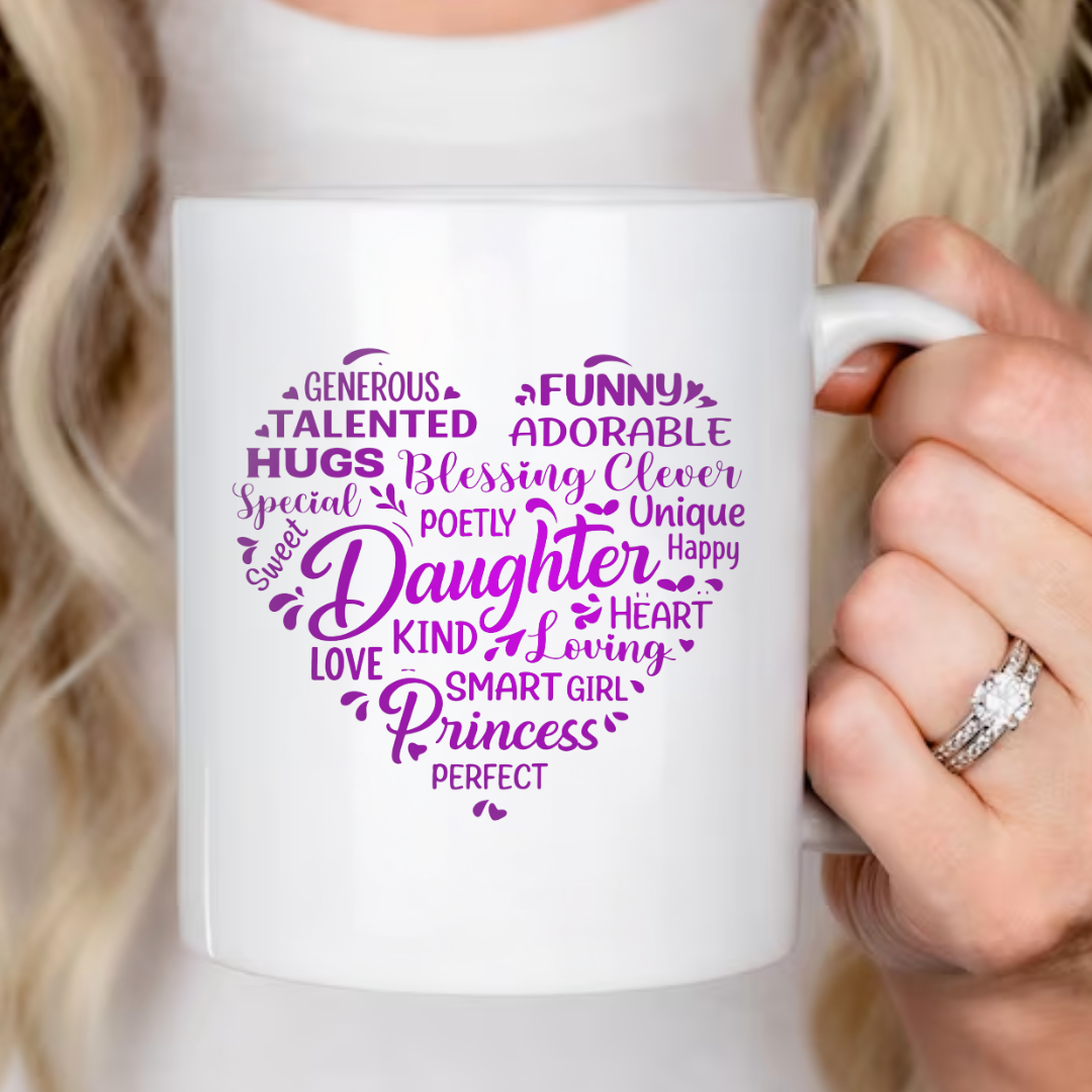 gifts for mom, gifts for dad, gifts for wife, gifts for husband, gifts for daughter, gifts for son, Word Cloud 11oz White Mug Gift For Daughter