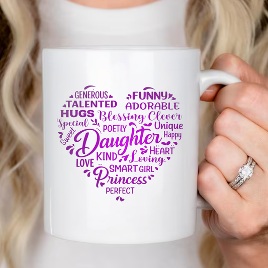 gifts for mom, gifts for dad, gifts for wife, gifts for husband, gifts for daughter, gifts for son, Word Cloud 11oz White Mug Gift For Daughter